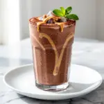 blended chocolate peanut butter protein frappe - featured image