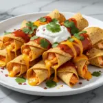 cheesy baked buffalo chicken taquitos - featured image