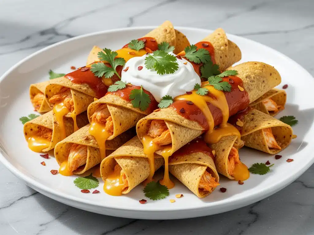 cheesy baked buffalo chicken taquitos - featured image