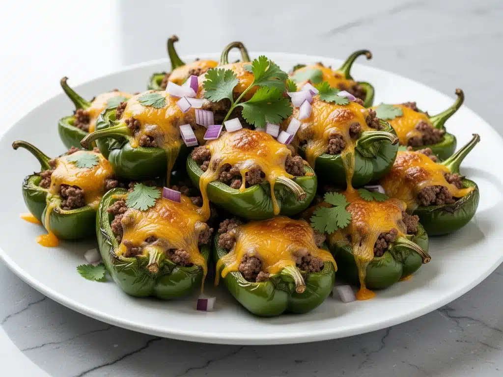 cheesy taco stuffed mini peppers - featured image