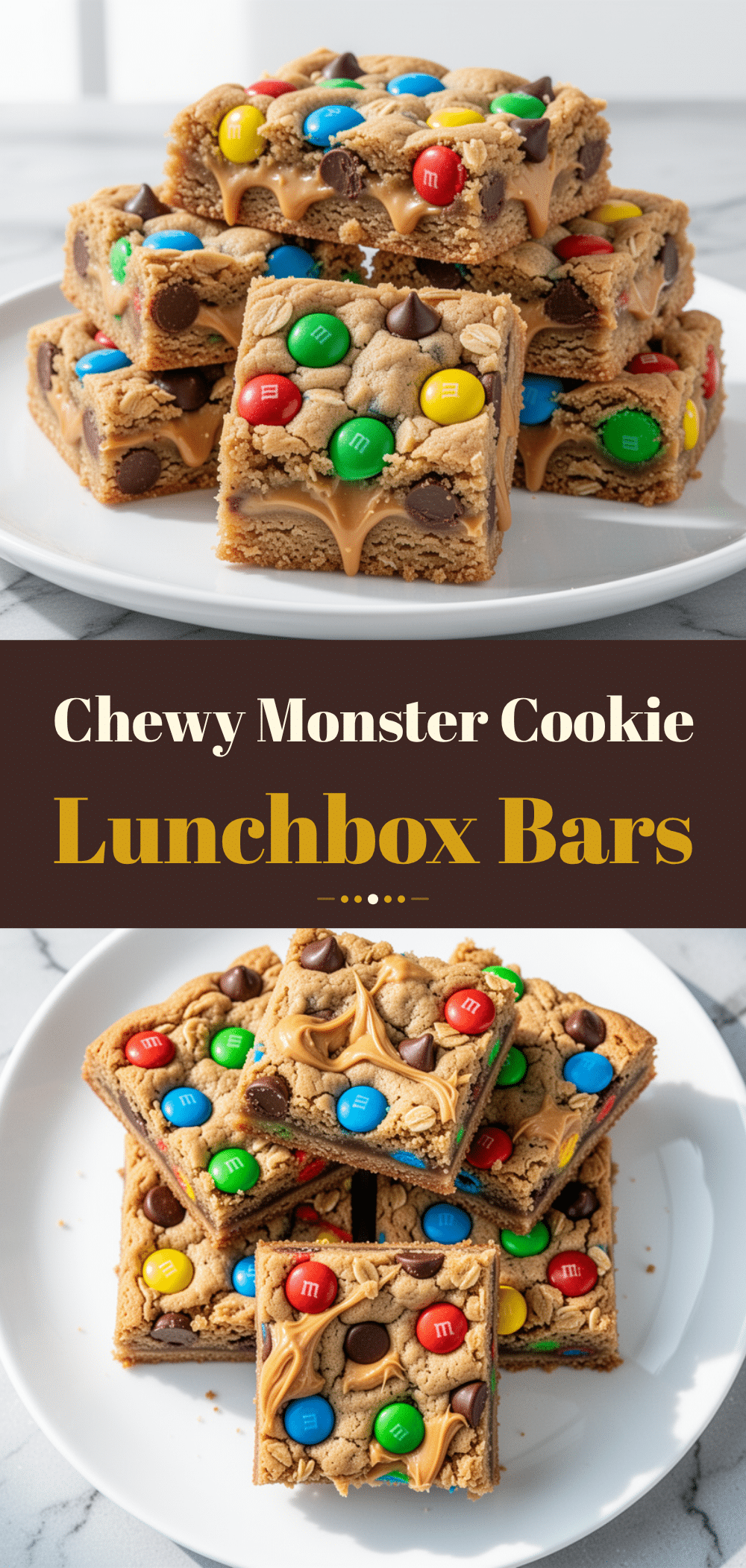 Chewy Monster Cookie Lunchbox Bars: 5-Step Back to School Snack 5 Chewy Monster Cookie Lunchbox Bars recipe