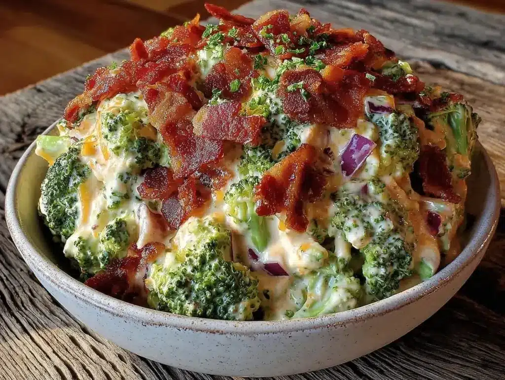 creamy broccoli bacon ranch salad - featured image