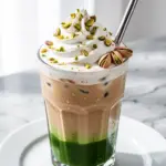 creamy iced pistachio latte - featured image