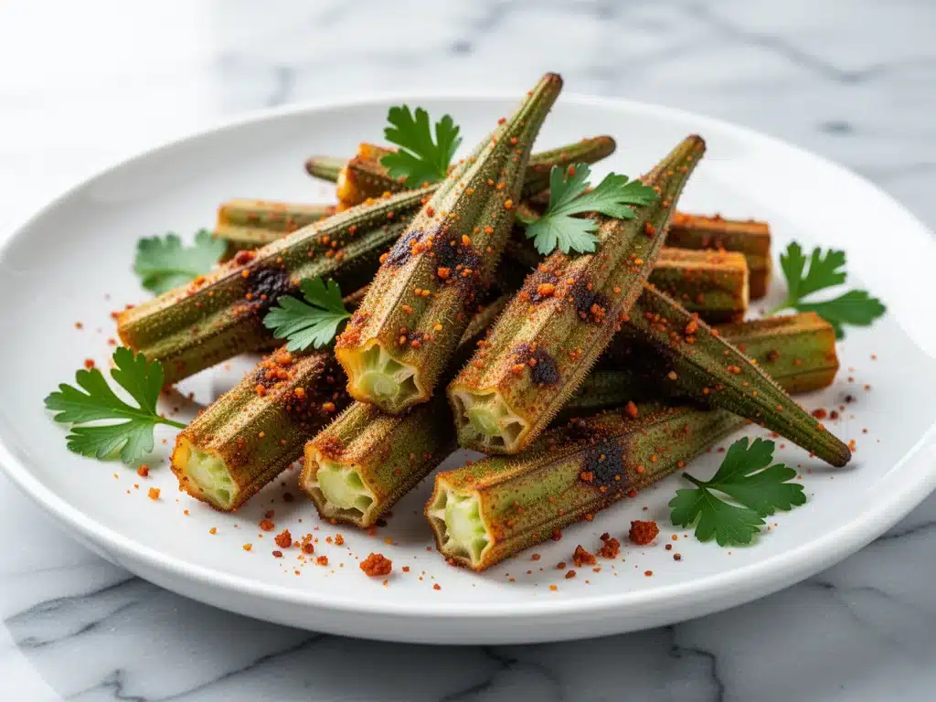 crispy air fryer okra - featured image