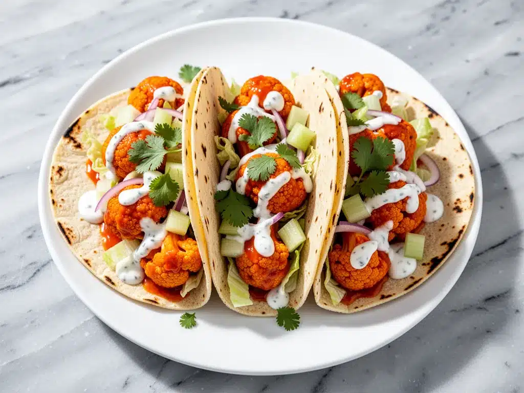 Crispy Baked Buffalo Cauliflower Tacos: 5-Ingredient Vegetarian Weeknight Dinner 4 Crispy Baked Buffalo Cauliflower Tacos preparation steps