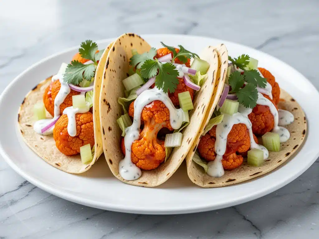 Crispy Baked Buffalo Cauliflower Tacos - featured image