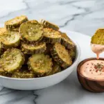 crispy fried pickle chips with spicy ranch - featured image