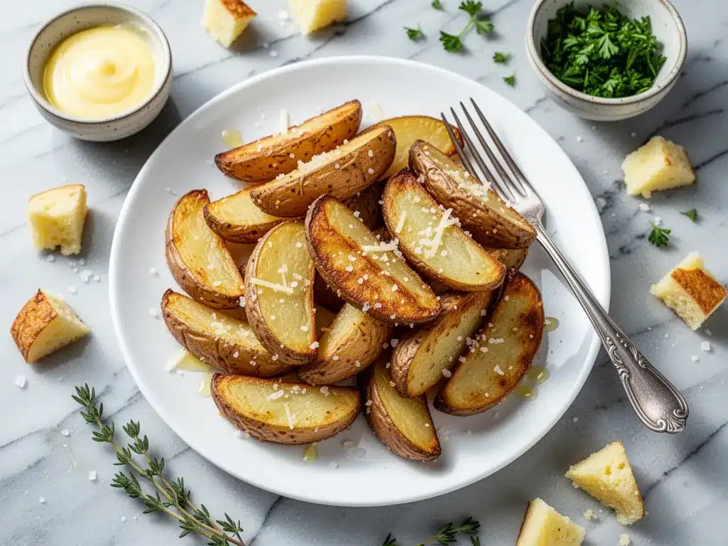 Crispy Parmesan Roasted Potato Wedges: 5 Ingredients 4 crispy parmesan roasted potato wedges preparation steps