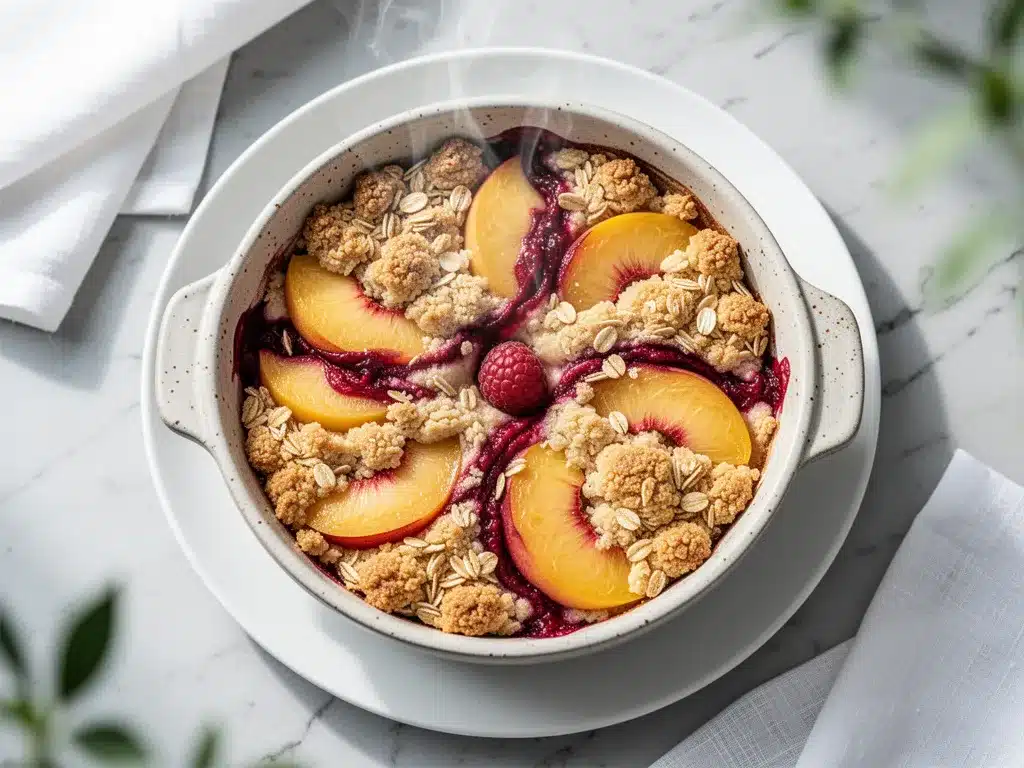 Fresh Peach Melba Crisp: 5-Ingredient Easy Dessert 4 Fresh Peach Melba Crisp preparation steps