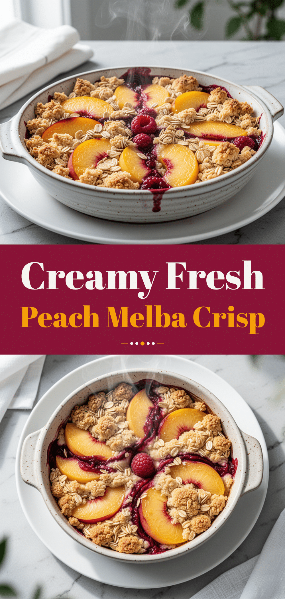 Fresh Peach Melba Crisp: 5-Ingredient Easy Dessert 5 Fresh Peach Melba Crisp recipe