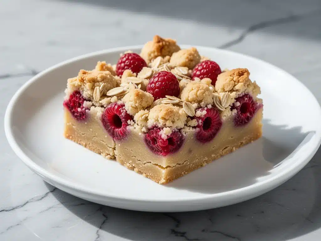 fresh raspberry almond crumb bars - featured image