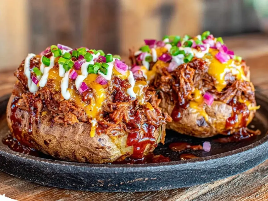 Game Day Loaded Pulled Pork Baked Potatoes - featured image