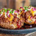 Game Day Loaded Pulled Pork Baked Potatoes - featured image