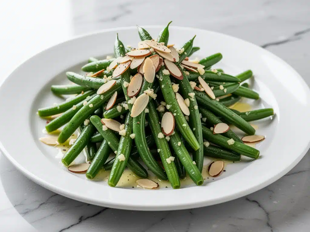 garlic butter sauteed green beans with almonds - featured image
