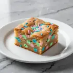 golden vanilla cake batter blondies - featured image