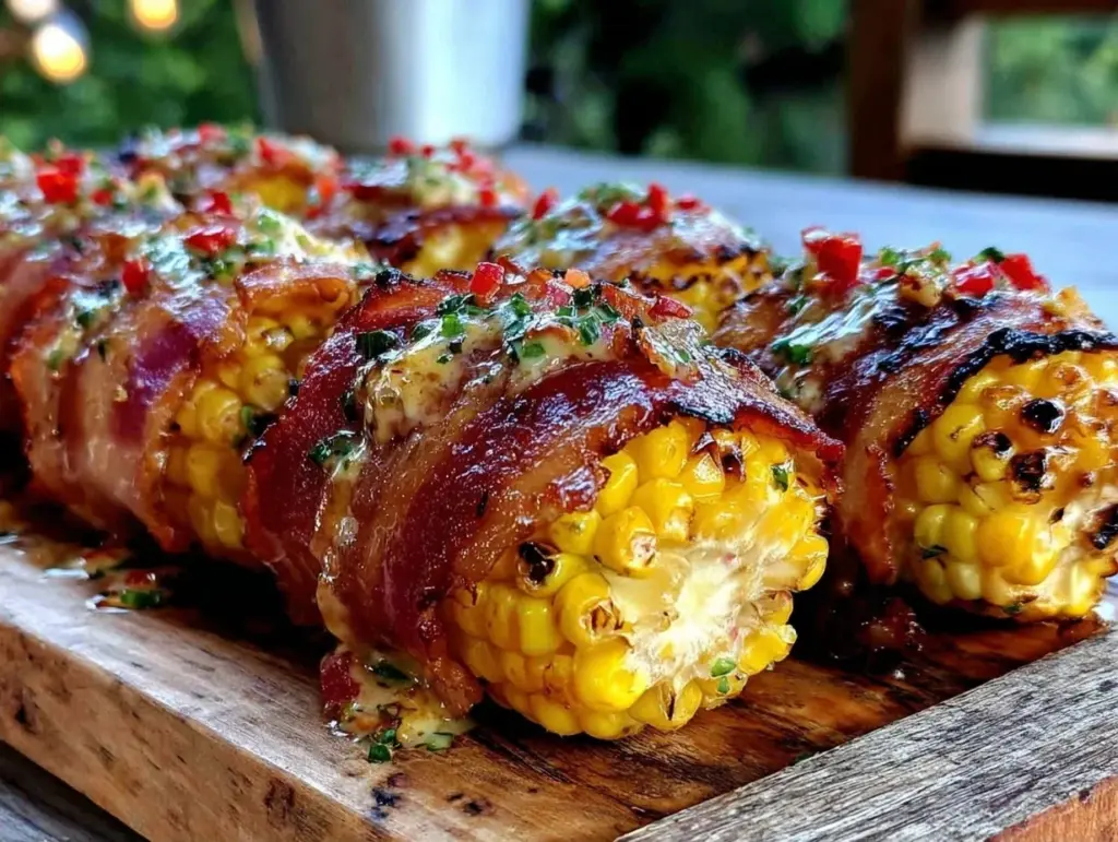grilled bacon wrapped corn - featured image