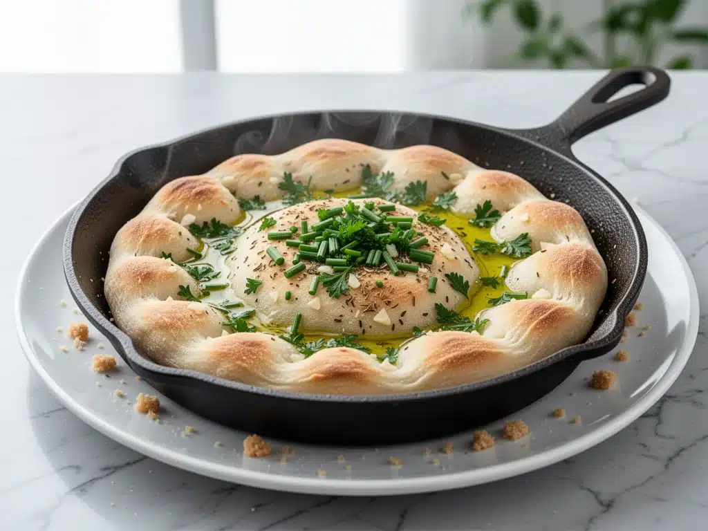no-yeast garlic herb skillet flatbread - featured image