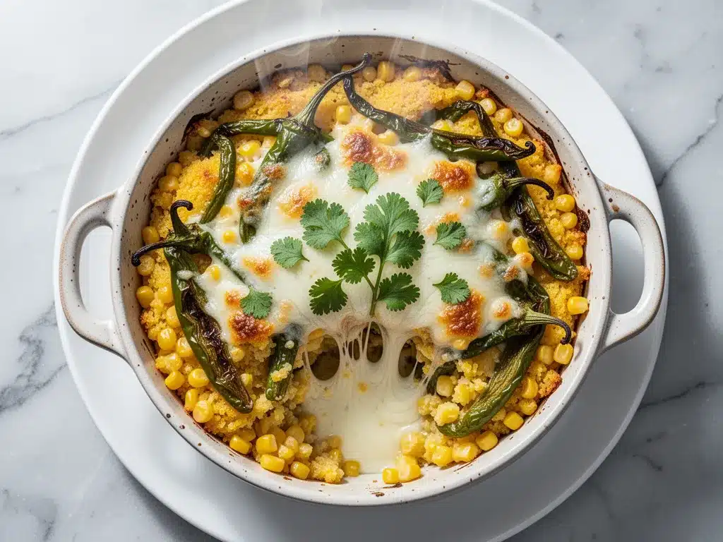 Roasted Hatch Chile Corn Casserole: 5-Ingredient Easy Recipe 4 Roasted Hatch Chile Corn Casserole preparation steps