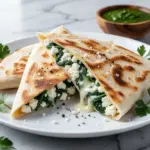 savory spinach and feta breakfast quesadillas - featured image