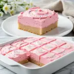 soft pink frosted sugar cookie bars - featured image