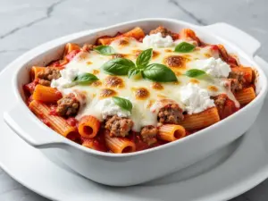 cheesy baked ziti with italian sausage - featured image