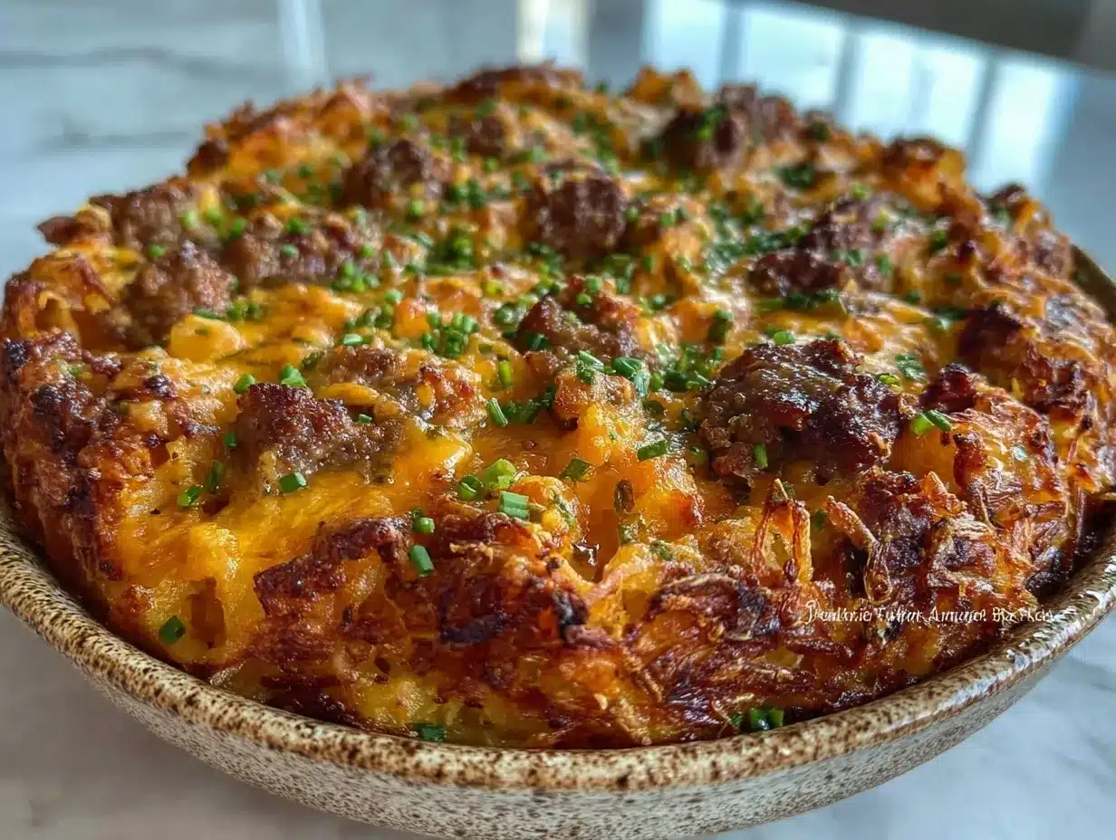 Cheesy Sausage Hash Brown Breakfast Casserole: 1 Easy Brunch Recipe 4 cheesy sausage hash brown breakfast casserole preparation steps