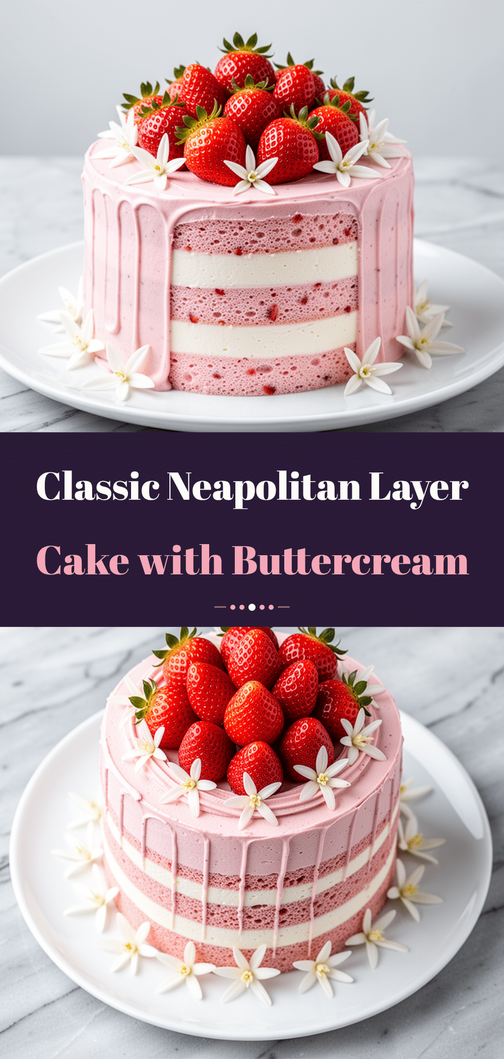 Classic Neapolitan Layer Cake: Easy Strawberry Buttercream 5 Classic Neapolitan Layer Cake recipe