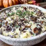 creamy wild rice and mushroom casserole for one - featured image