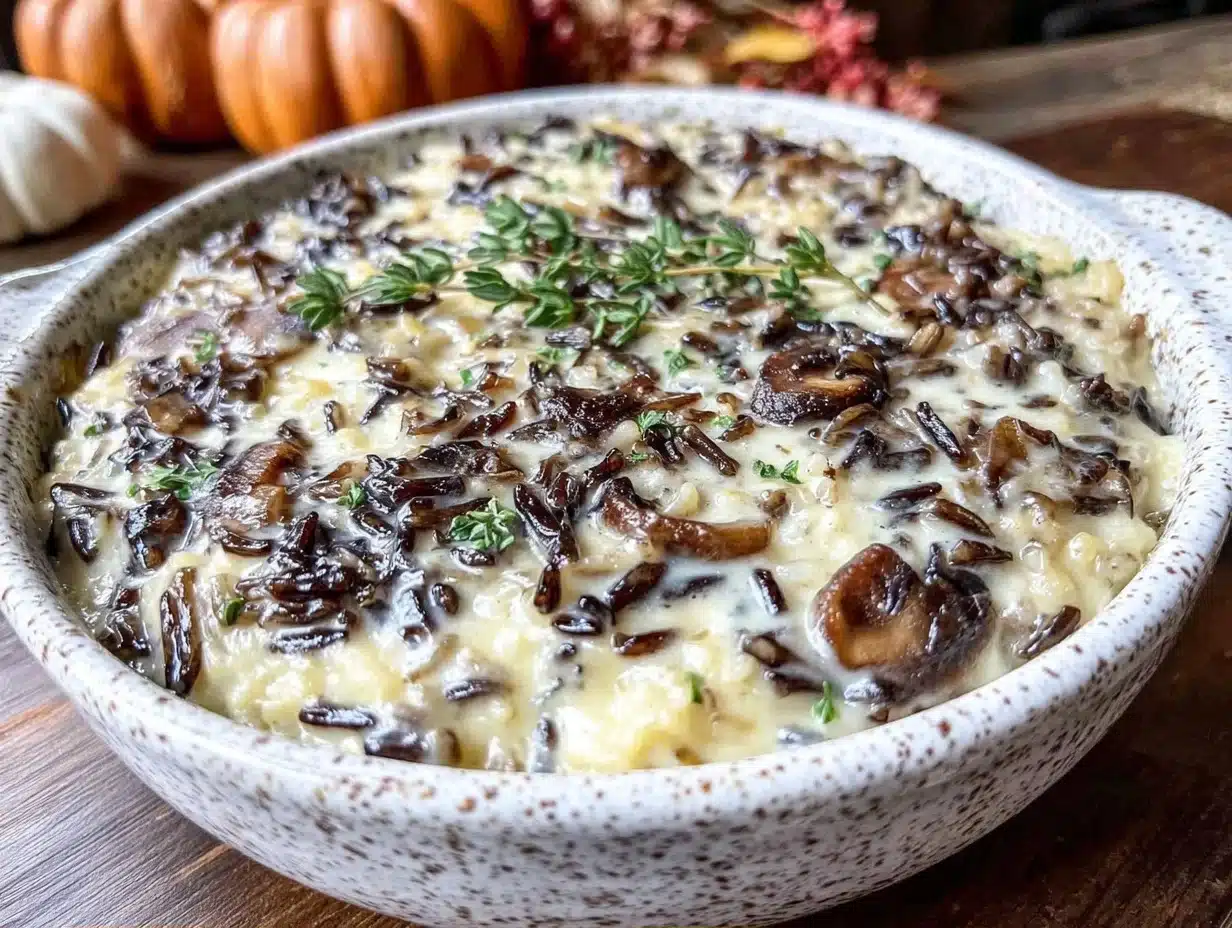 Home 4 creamy wild rice and mushroom casserole for one - featured image