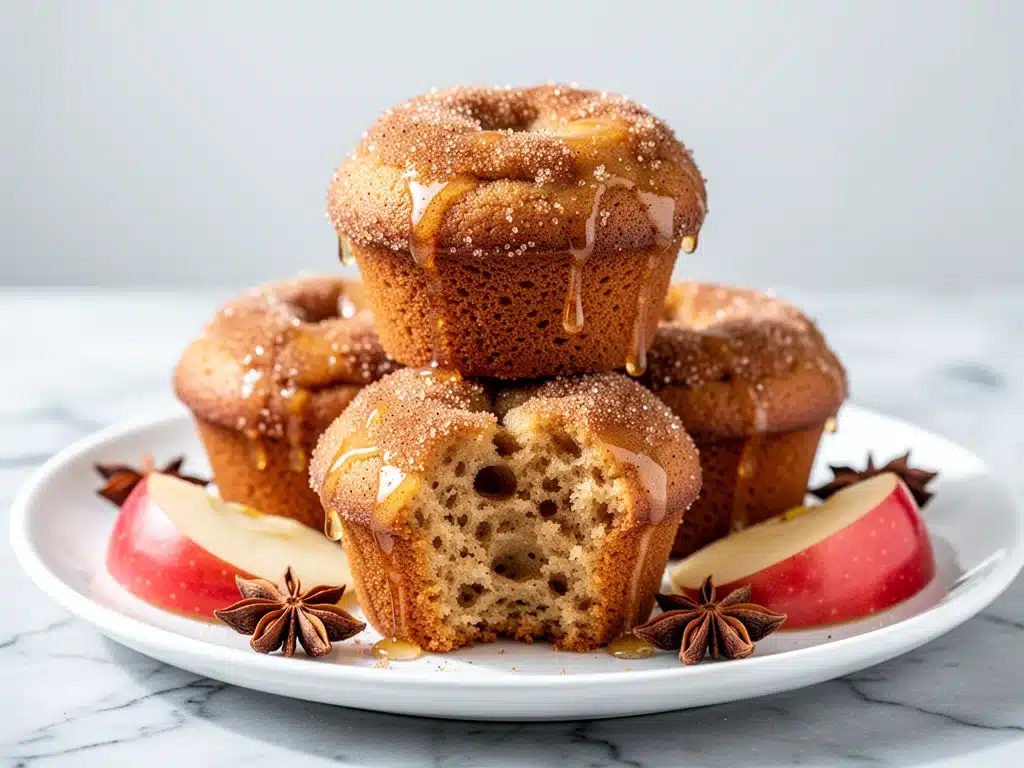 fall apple cider donut muffins - featured image