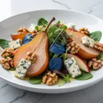 fall roasted pear and blue cheese salad - featured image
