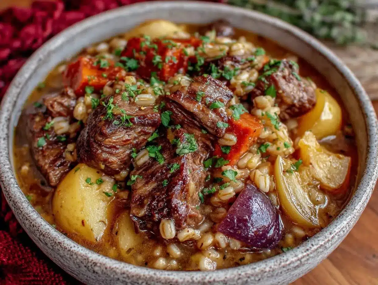 Fall Slow Cooker Beef and Barley Stew: Easy Batch Freezer Meals 4 fall slow cooker beef and barley stew preparation steps
