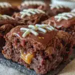 football chocolate peanut butter brownie bites - featured image
