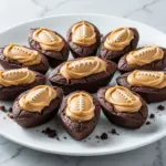 Football Party Chocolate Peanut Butter Brownie Bites - featured image