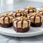 high-protein chocolate peanut butter cheesecake cups - featured image