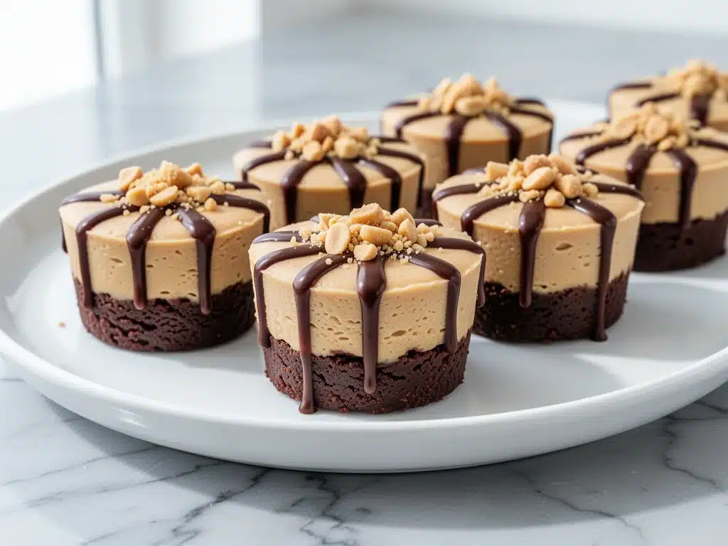 high-protein chocolate peanut butter cheesecake cups - featured image