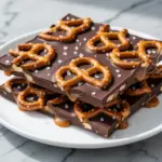 homemade salted caramel pretzel bark - featured image