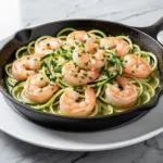 keto garlic butter shrimp skillet - featured image