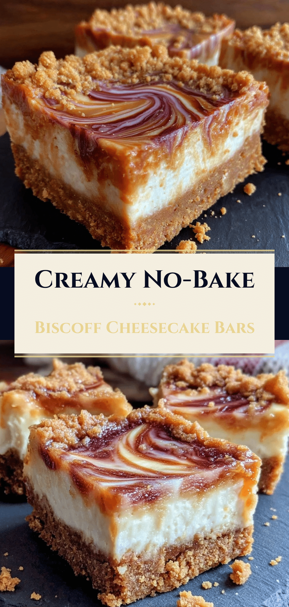 No-Bake Biscoff Cheesecake Bars: 3-Ingredient Cookie Butter Swirl 5 no-bake Biscoff cheesecake bars recipe