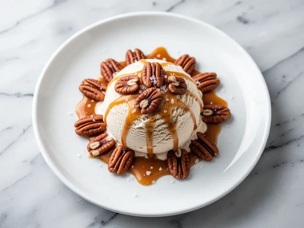 No-Churn Salted Caramel Ice Cream with Toasted Pecans 4 no-churn salted caramel ice cream preparation steps