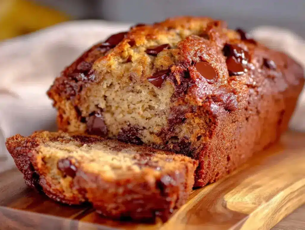one-bowl banana bread with chocolate chips - featured image