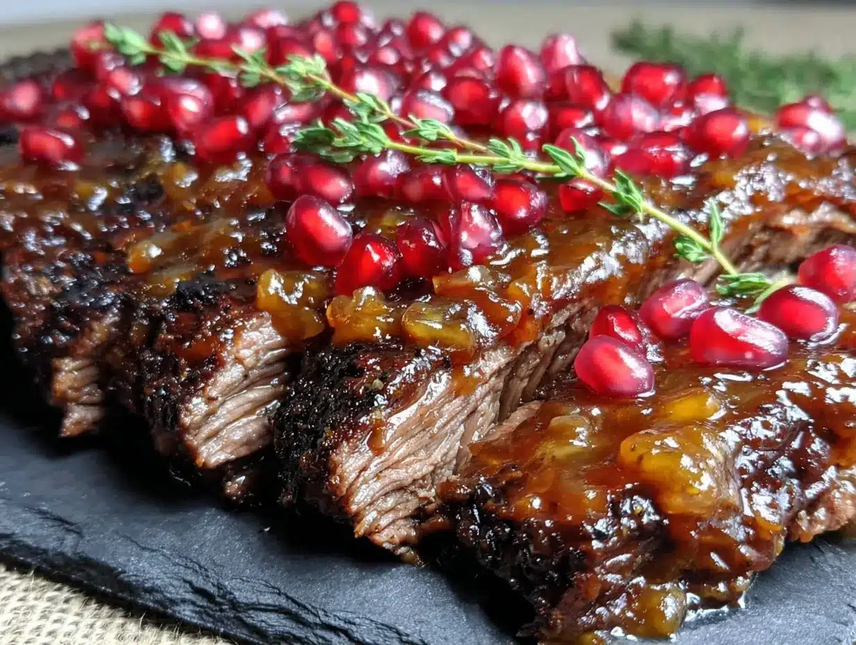 Rosh Hashanah Pomegranate Glazed Brisket: 4 Grab-and-Go Meals 4 pomegranate glazed brisket preparation steps