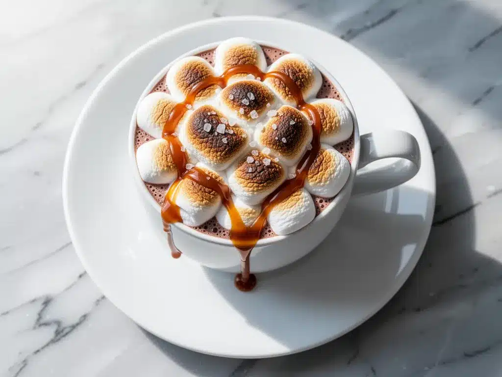 Fall Salted Caramel Hot Chocolate with Toasted Marshmallow Cream 4 salted caramel hot chocolate preparation steps