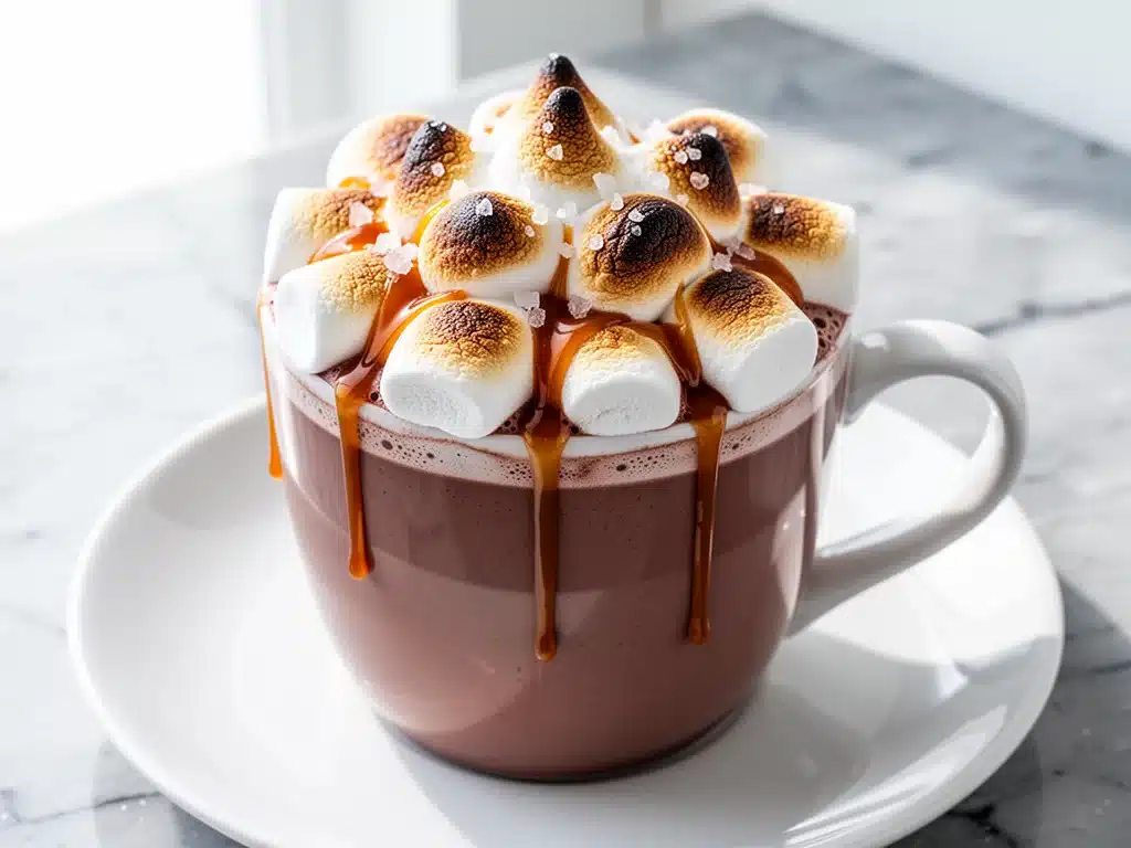salted caramel hot chocolate - featured image