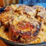 smothered pork chops with creamy onion gravy - featured image
